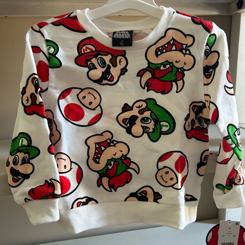 NWT Super Mario Toddler Sweatshirt Size 2T